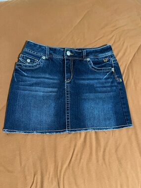 Dark Blue Denim Skort with Pockets